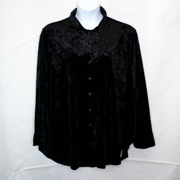 NEW Jessica Simpson Velour Shacket Top Womens XL Black Velvet Boho Witchy II04X - Picture 2 of 6